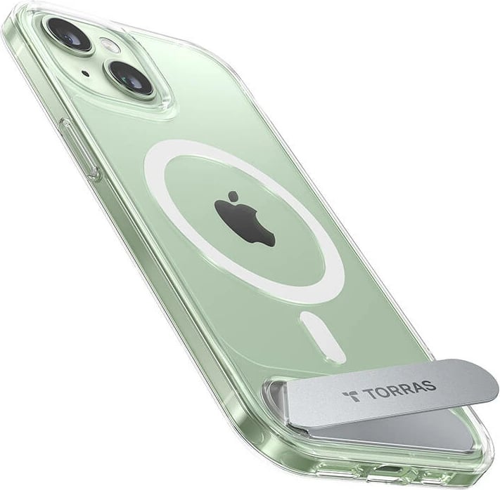 Mbështjellës Torras UPRO Pstand për iPhone 15, transparent