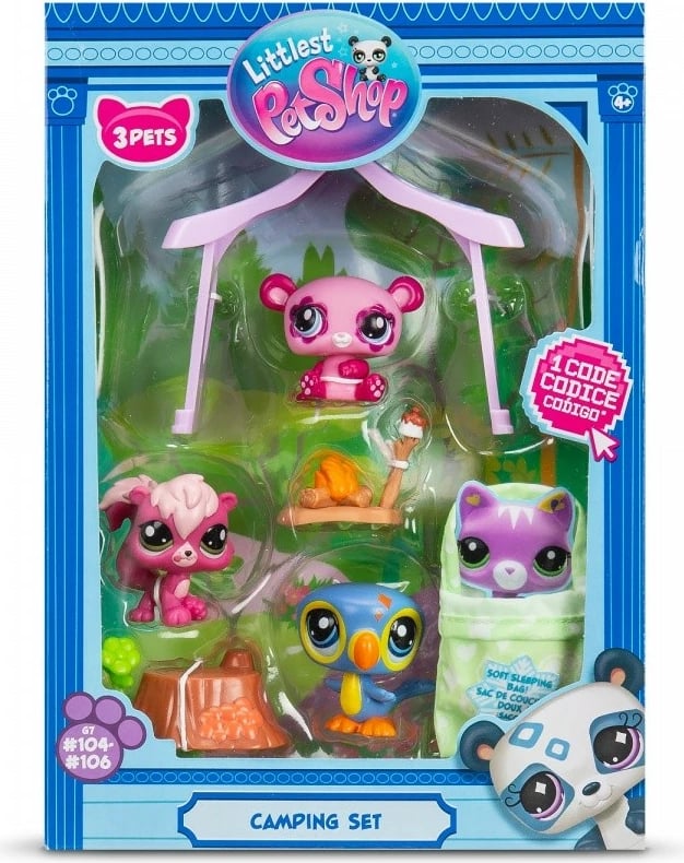 Set figurina Littlest Pet Shop Camping, 3 copë, me aksesorë, shumëngjyrëshe
