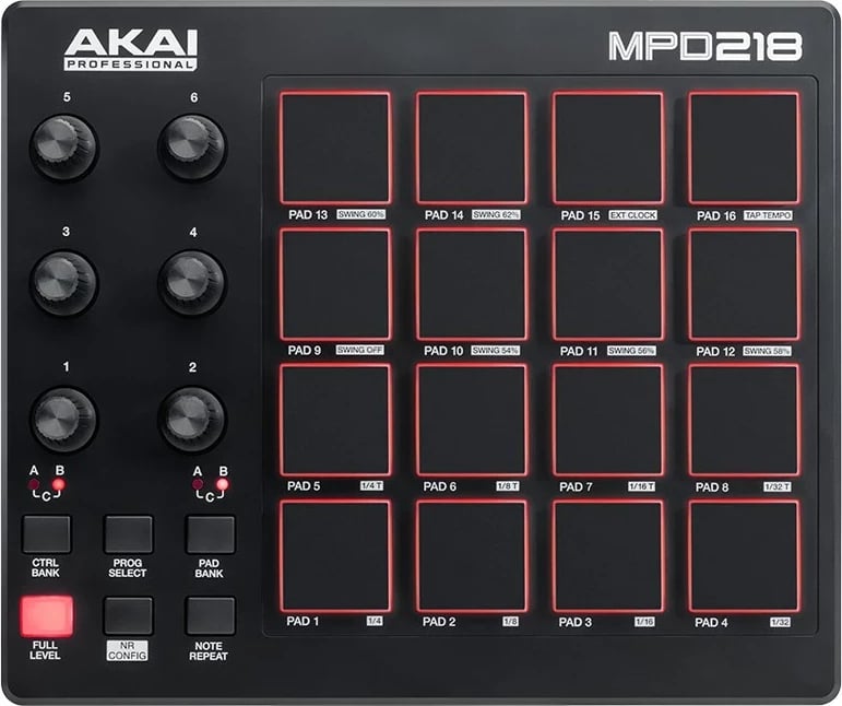 MIDI kontrollues Akai MPD218, i zi