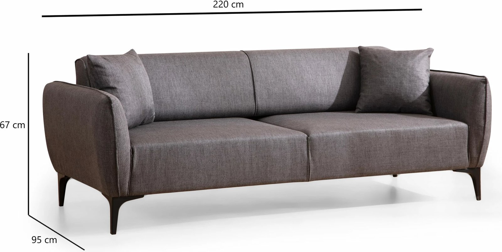Divan treshe, ngjyrë gri e errët, Atelier del Sofa, Belissimo
