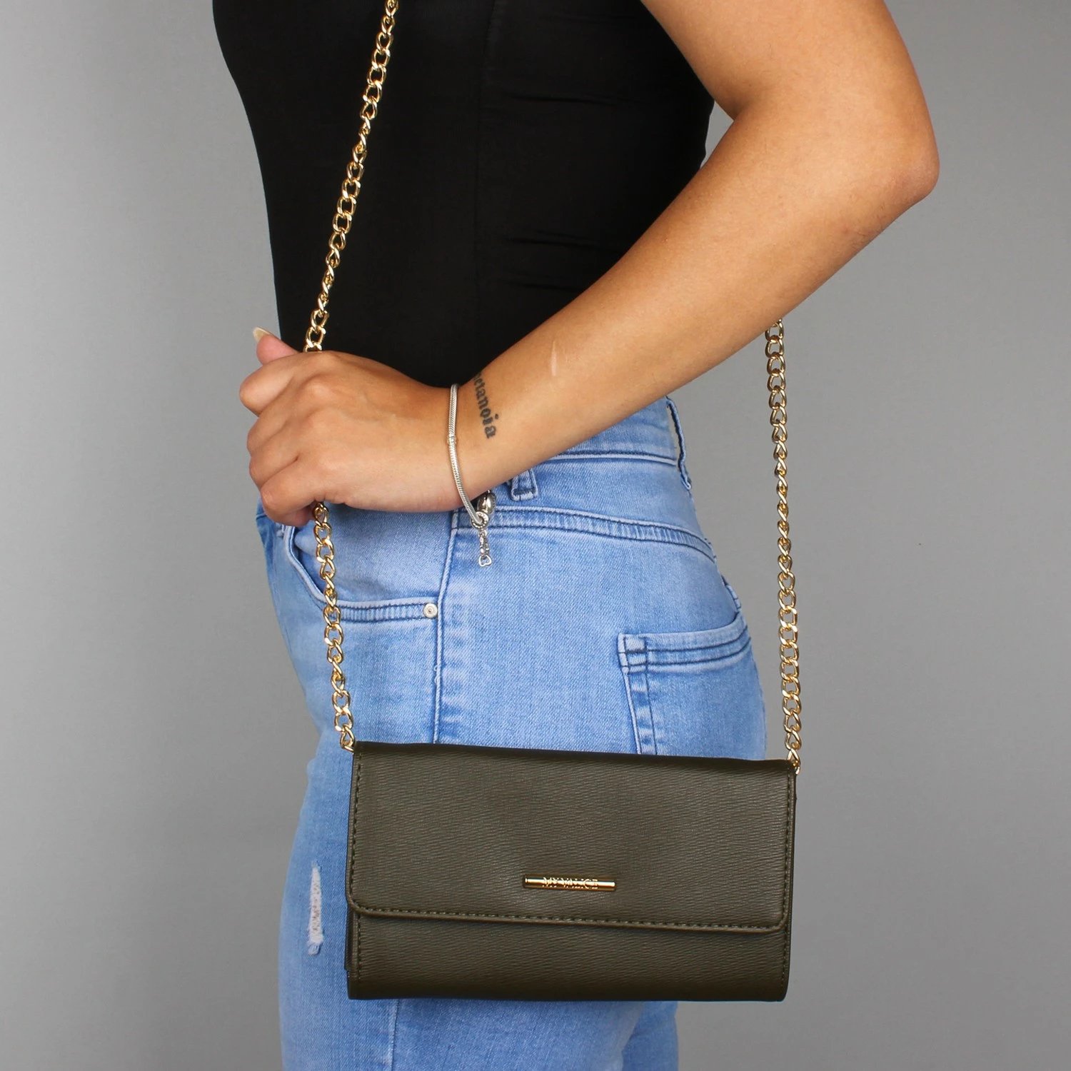 Portofol me zinxhir, ngjyrë kaki, Zoozie Bags, 1432