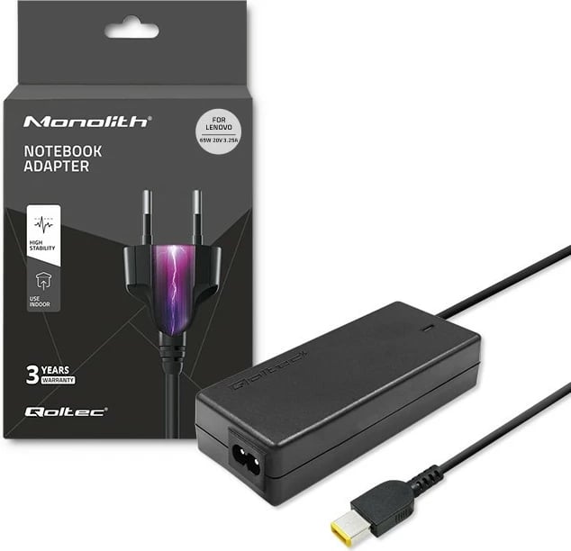 Furnizues energjie Qoltec 50053.65W.LEN për Lenovo, 65W, 20V, 3.25A, Slim Tip
