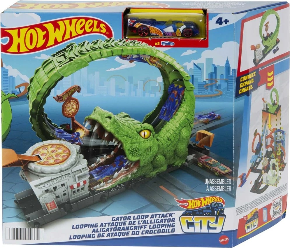 Set lojërash Hot Wheels City Gator Loop Attack, MATTEL, shumëngjyrësh
