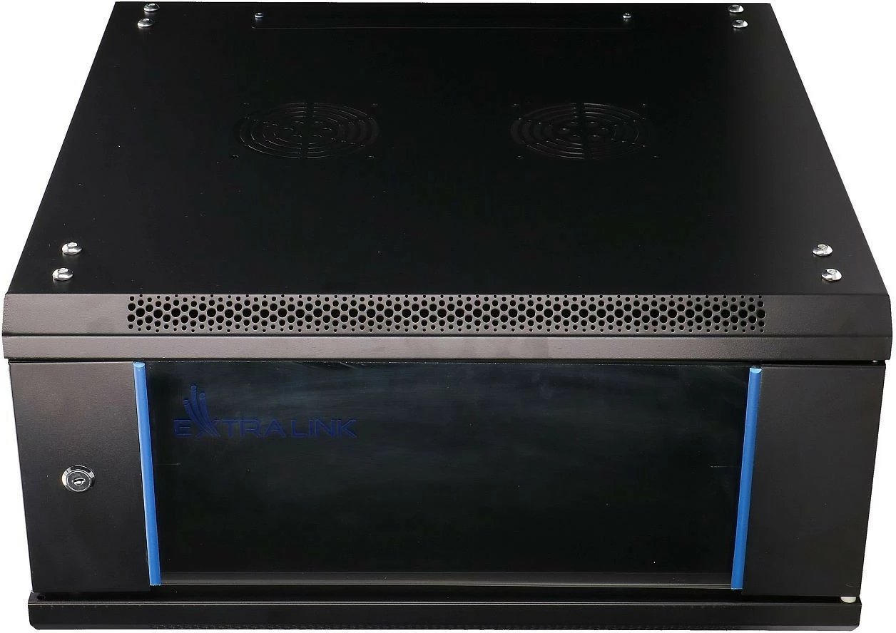 Kasë muri Extralink EX.2893 për server, 4U, 600x600 mm, e zezë, me derë xhami