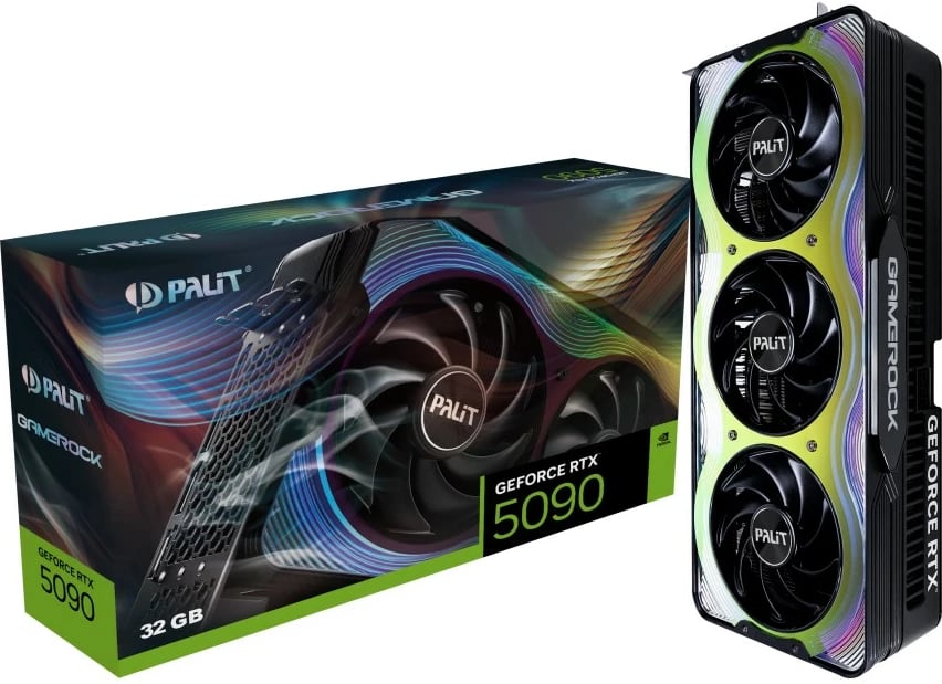 Kartë grafike Palit GeForce RTX 5090 GameRock, 32 GB GDDR7, e zezë