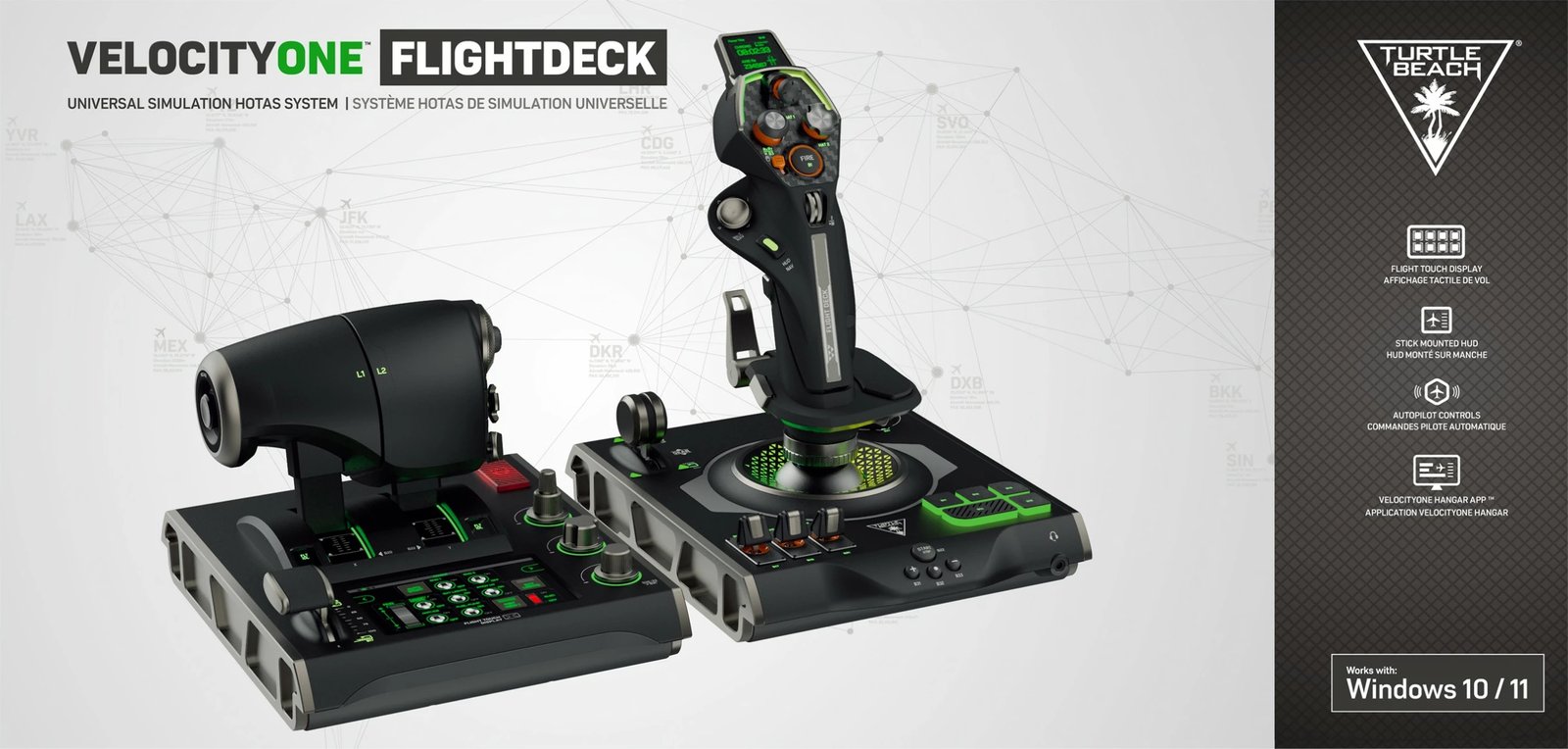 Joystick Turtle Beach VelocityOne Flightstick, PC, me ekran OLED, me kabllo, i zi