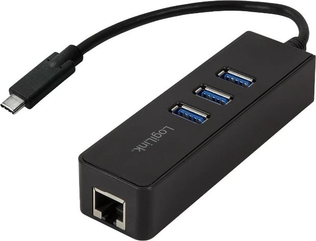 Adapter Gigabit Ethernet me USB Hub LogiLink UA0283, 3x USB 3.0, USB-C, i zi