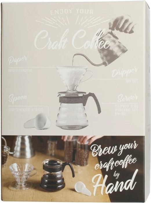Set për kafe HARIO V60, manual, 0.6 L, i zi