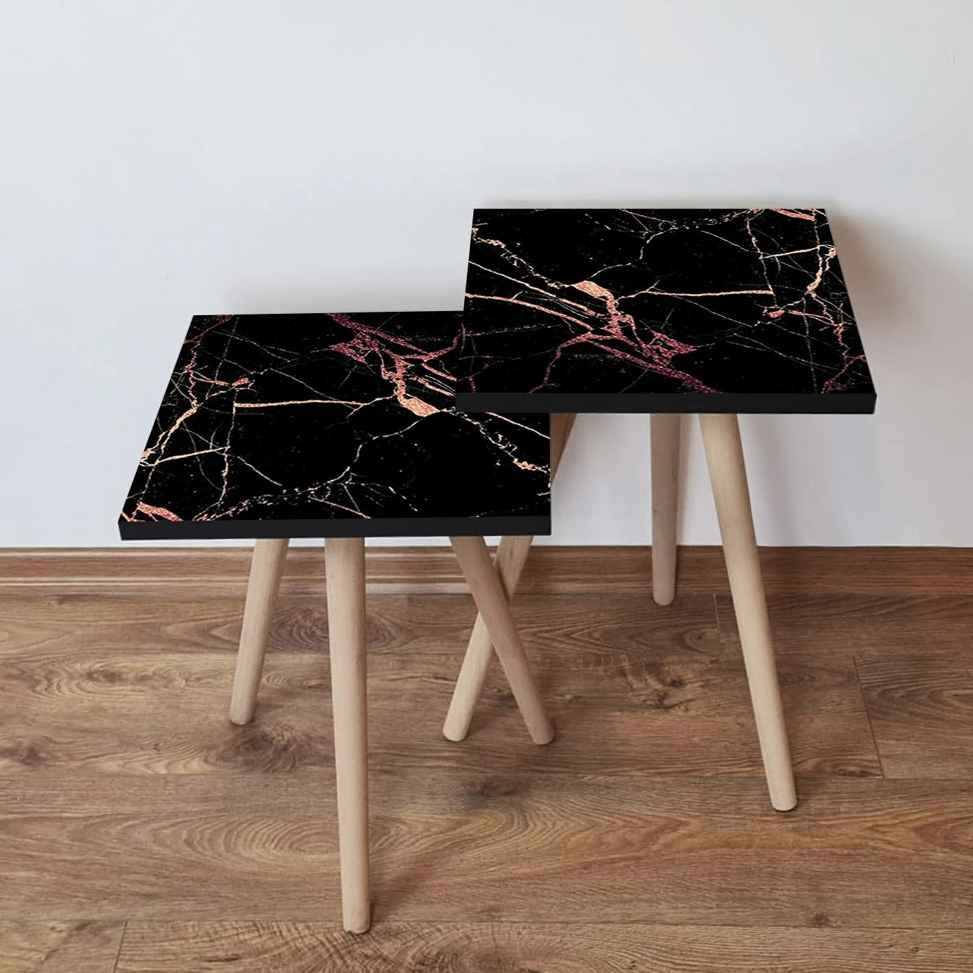 Set tavolina ndihmëse të vendosshme, dy copë, ngjyrë e zezë, rozë, salmon, Skye Decor, 2Shp181