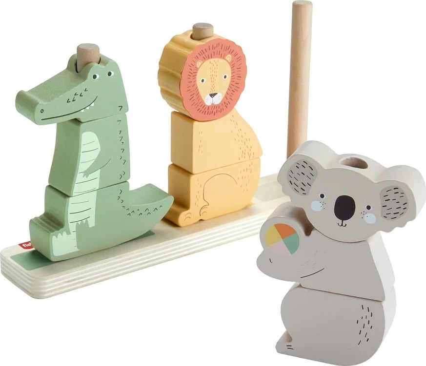 Set lodrash druri Fisher-Price Stack & Sort Animals, 10 pjesë, për fëmijë, shumëngjyrëshe