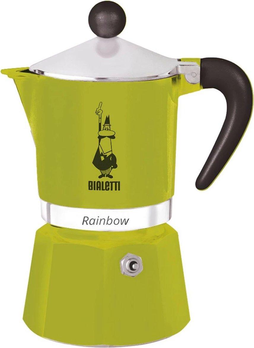 Moka kafe Bialetti Rainbow 0.27L, alumin, termoplastik, gjelbër