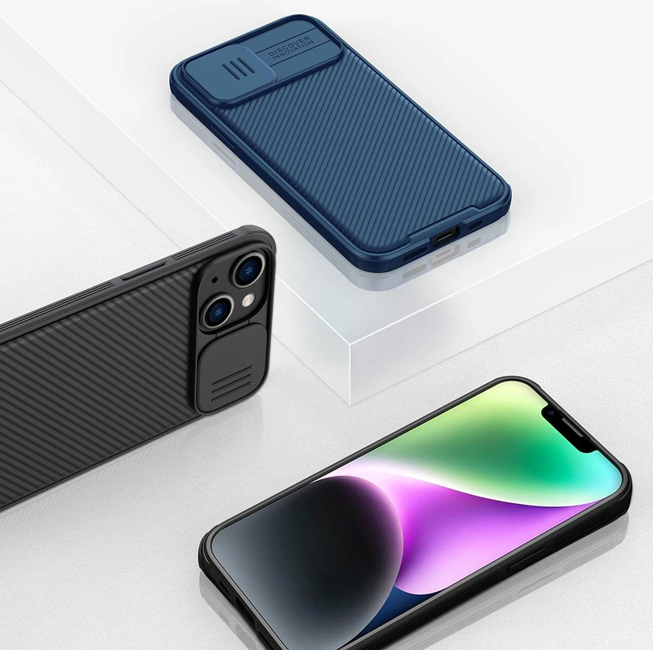 Mbështjellës Nillkin CamShield Pro Magnetic për iPhone 14 Plus, me mbrojtës kamere, MagSafe, Kaltër