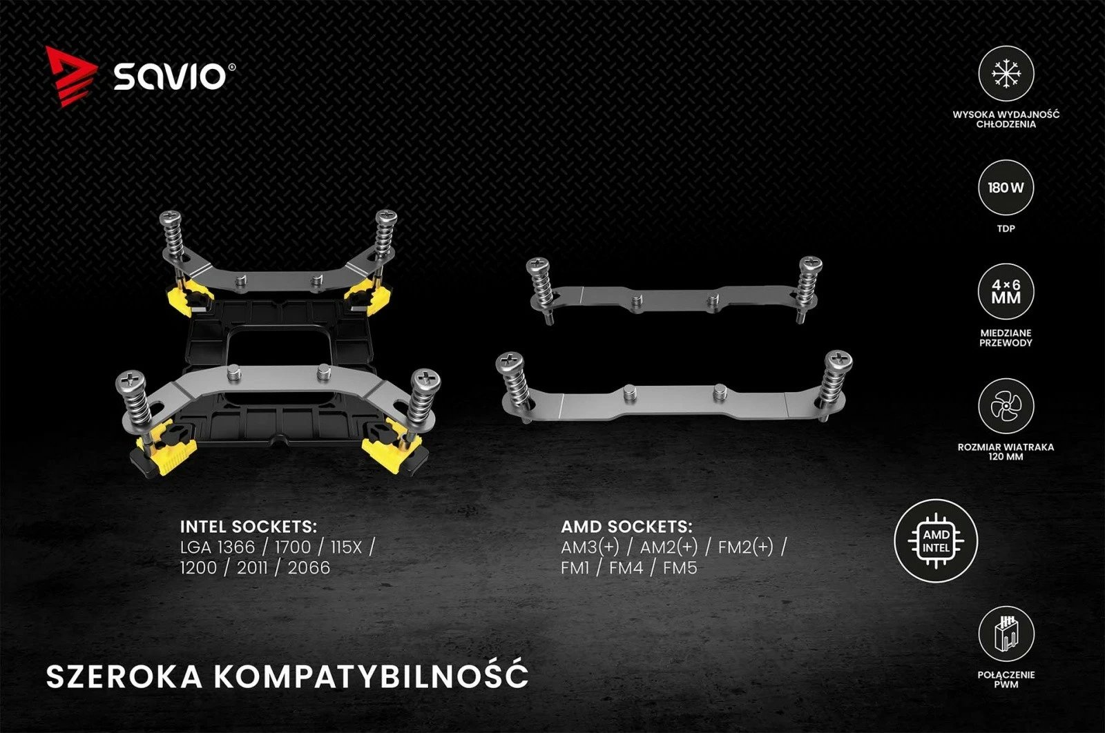 Ftohës procesori Savio Vortex X2 Black, 120 mm, 4-pin, për Intel/AMD, i zi
