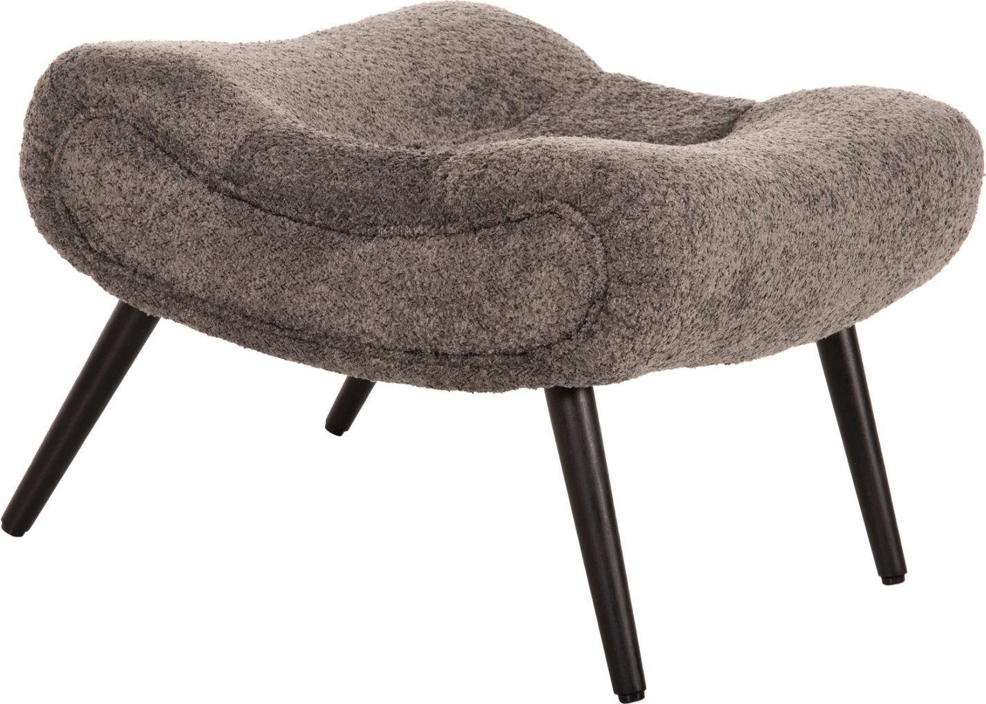 Karrige për këmbë KEMBA, FH9606.01, pëlhurë gri boucle, këmbë druri të zeza, 68x58x40H cm