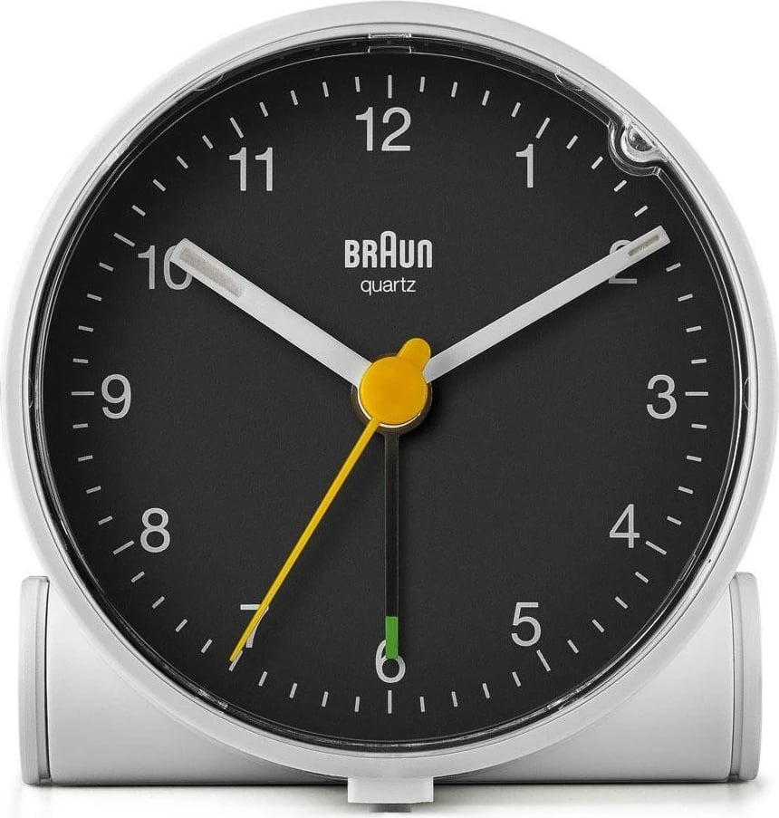 Alarm Braun BC01WB, analog, 12h, zi/bardhë