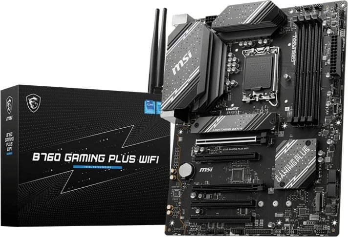 Pllakë amë MSI B760 GAMING PLUS WIFI, Intel, LGA 1700, DDR5-SDRAM, 192 GB, DIMM