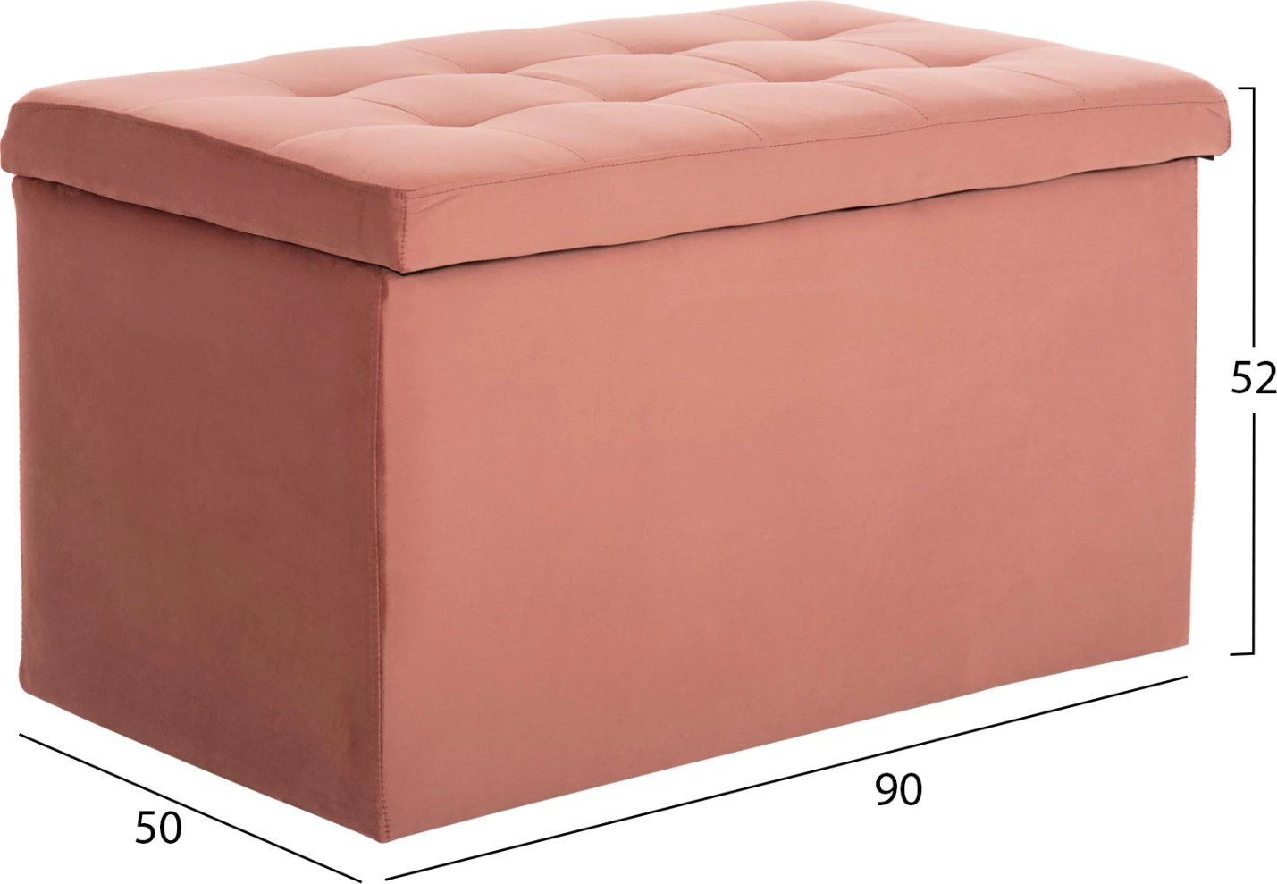 Stool/trunk me hapësirë magazinimi PUNK FH279.12, kadife ngjyrë rozë e zbehtë, 90x50x52H cm