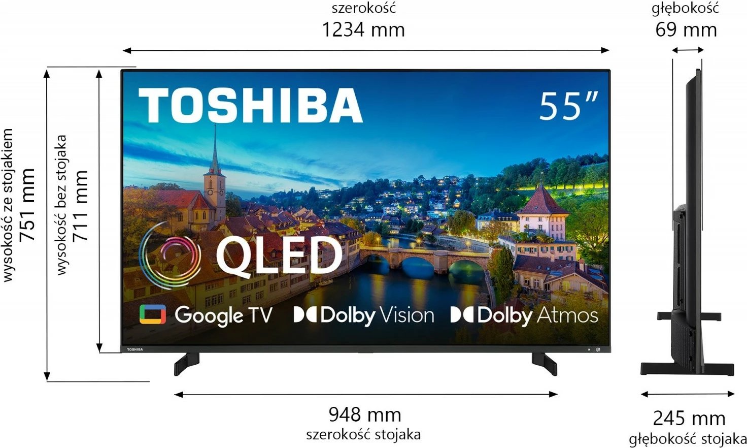 Televizor QLED Toshiba 55QG5E63DG, 55 inç, Ultra HD/4K, Google TV, i zi