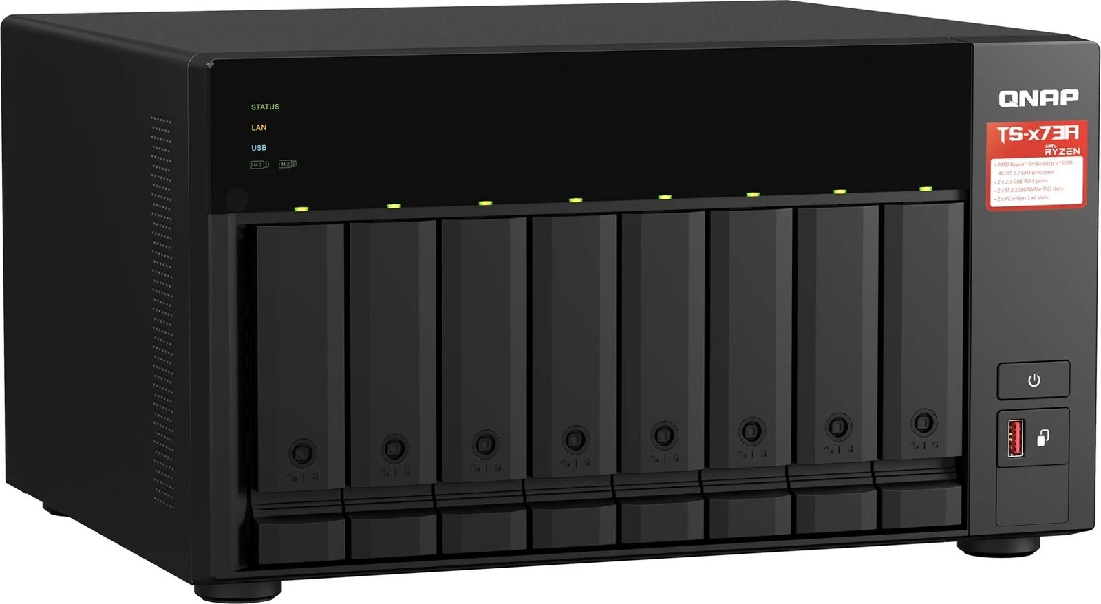 NAS QNAP TS-873A, Ryzen Embedded V1500B, 8 GB DDR4, 30.72 TB SSD, E zezë