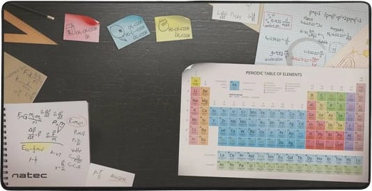 Mauspad Natec Science Maxi NPO-1456, 800x400mm, Dekorativ, Zi/Bardhë