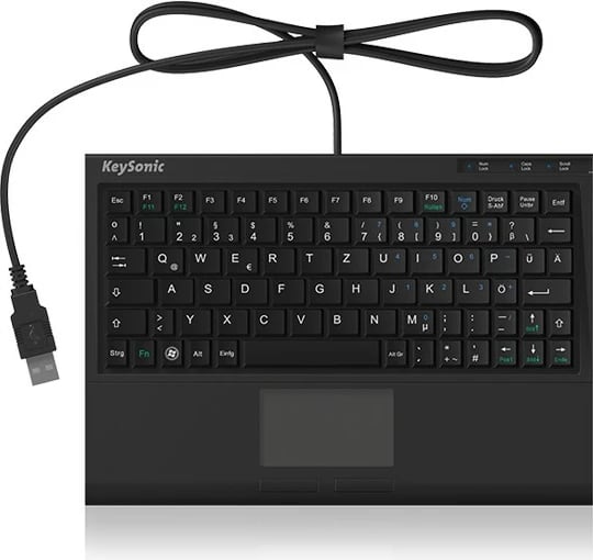 Tastierë mini KeySonic ACK-3410 me touchpad, USB, QWERTZ, e zezë
