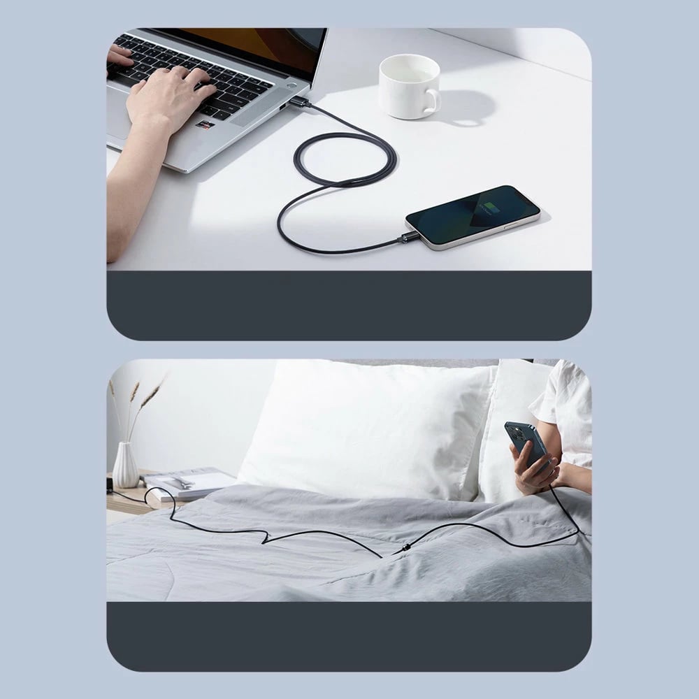 Kabllo karikimi dhe të dhënash Baseus Crystal Shine Series, USB-A në Lightning, 2.4A, 2m, kaltër