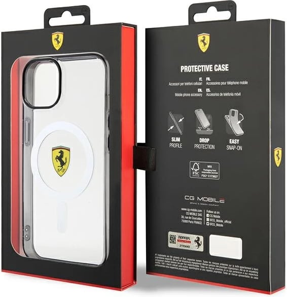 Mbështjellës Ferrari FEHMP14SURKT për iPhone 14 6.1", transparent, MagSafe