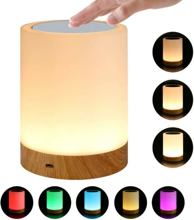 Llambë nate Techly I-LED TOUCH, LED, 12 cm, e bardhë, shumëngjyrëshe, USB