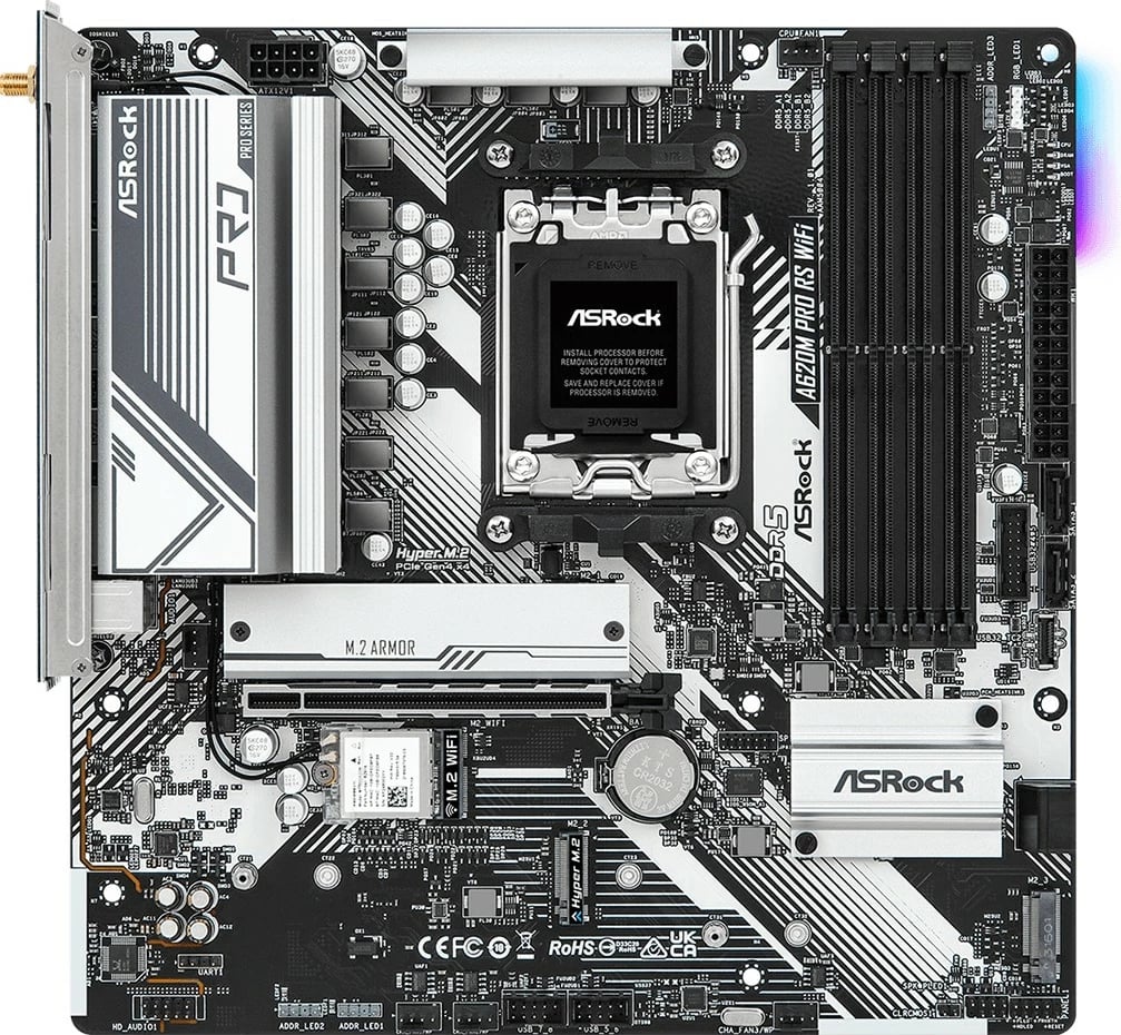 Pllakë amë ASRock A620M Pro RS WiFi, Socket AM5, DDR5, micro ATX, e zezë