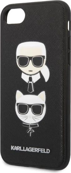 Mbështjellës Karl Lagerfeld Saffiano Karl&Choupette Head për iPhone 7/8/SE 2020/SE 2022, i zi