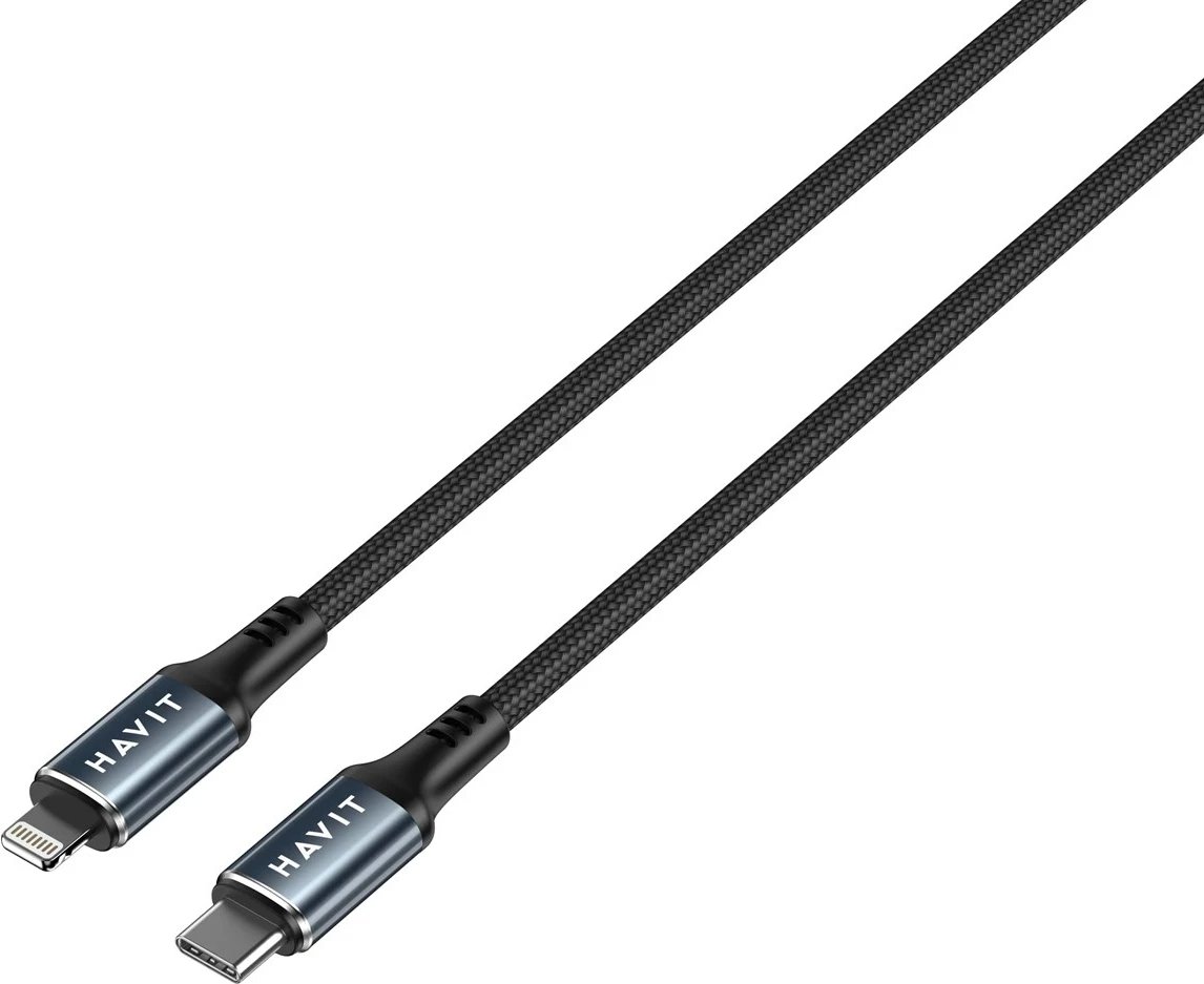 Kabllo USB Type-C në Lightning Havit CB6311, 1 m, e zezë