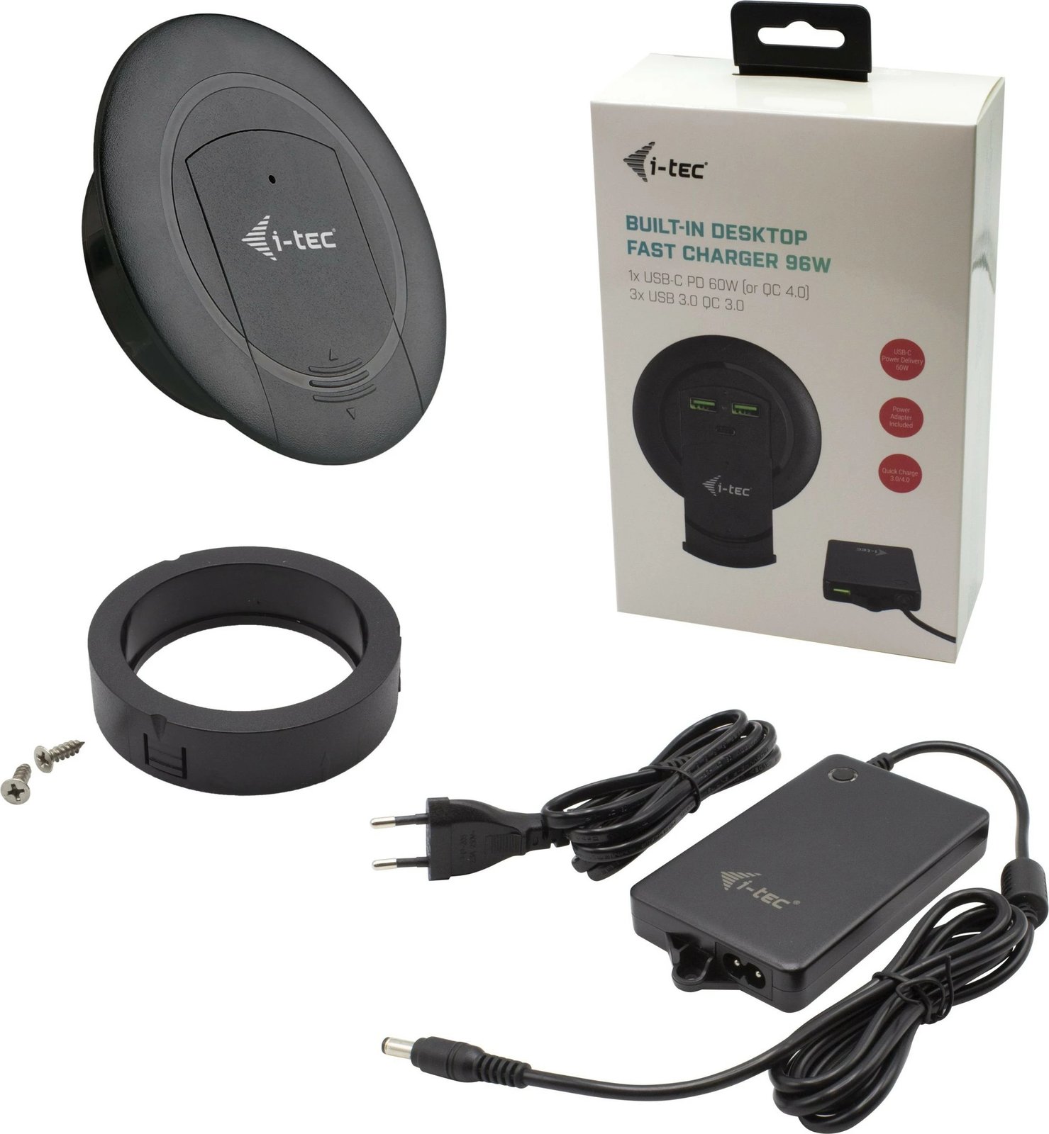 Karikues tavoline i-tec, 96W, 3x USB-A QC3.0, 1x USB-C PD3.0, i zi