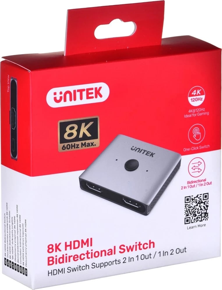 Switch HDMI Unitek V1163A, 2 në 1, 8K, i zi