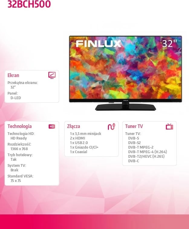 Televizor LED Finlux 32BCH500, 32 inç, HD Ready, i zi