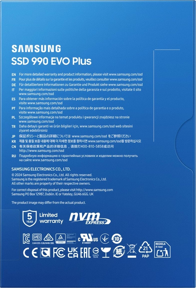 SSD Samsung 990 EVO Plus 2TB, M.2, 7150 MB/s