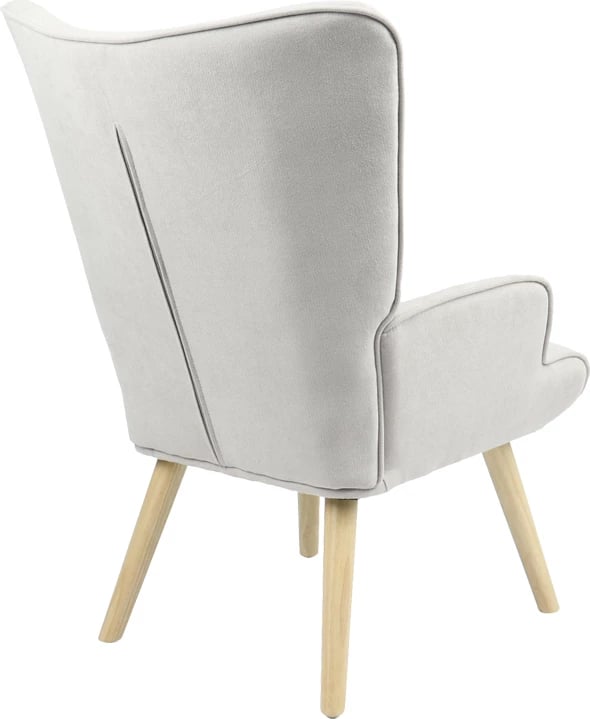 Bergere Fluffy, material stof, ngjyrë gri e çelur, këmbë natyrale, 75x69x96cm