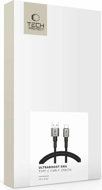 Kabllo USB-A në USB-C Tech-Protect UltraBoost DNA 100cm, Gri