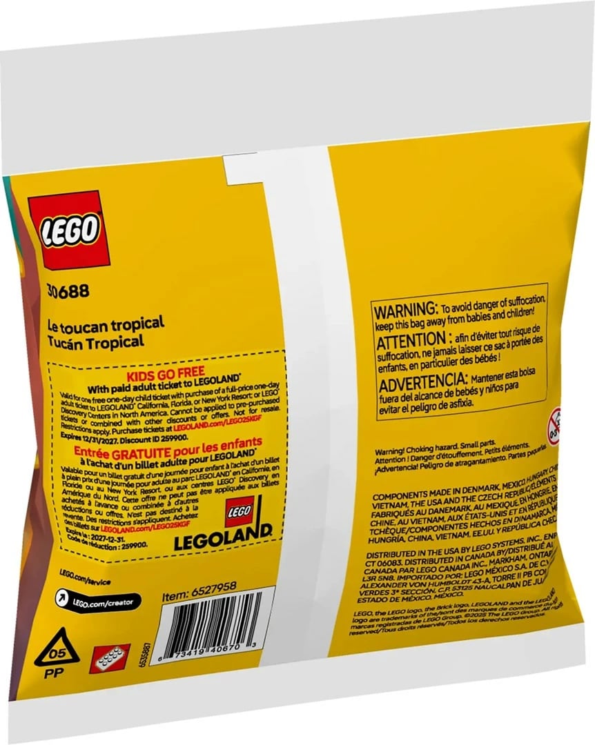 Set LEGO Creator 3 in 1, 30688 Tropical Toucan, 59 pjesë