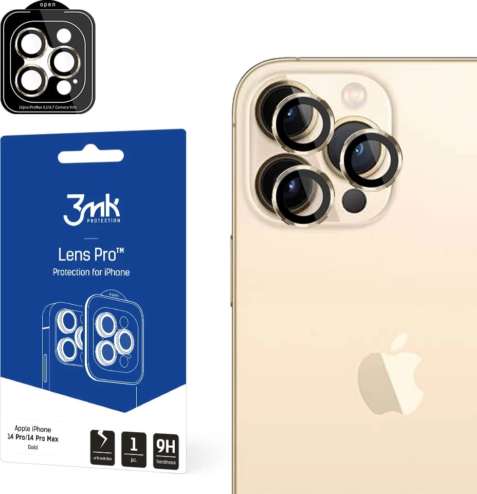 Xham mbrojtës për kamerë 3mk Lens Protection Pro për iPhone 14 Pro Max / 14 Pro, Gold