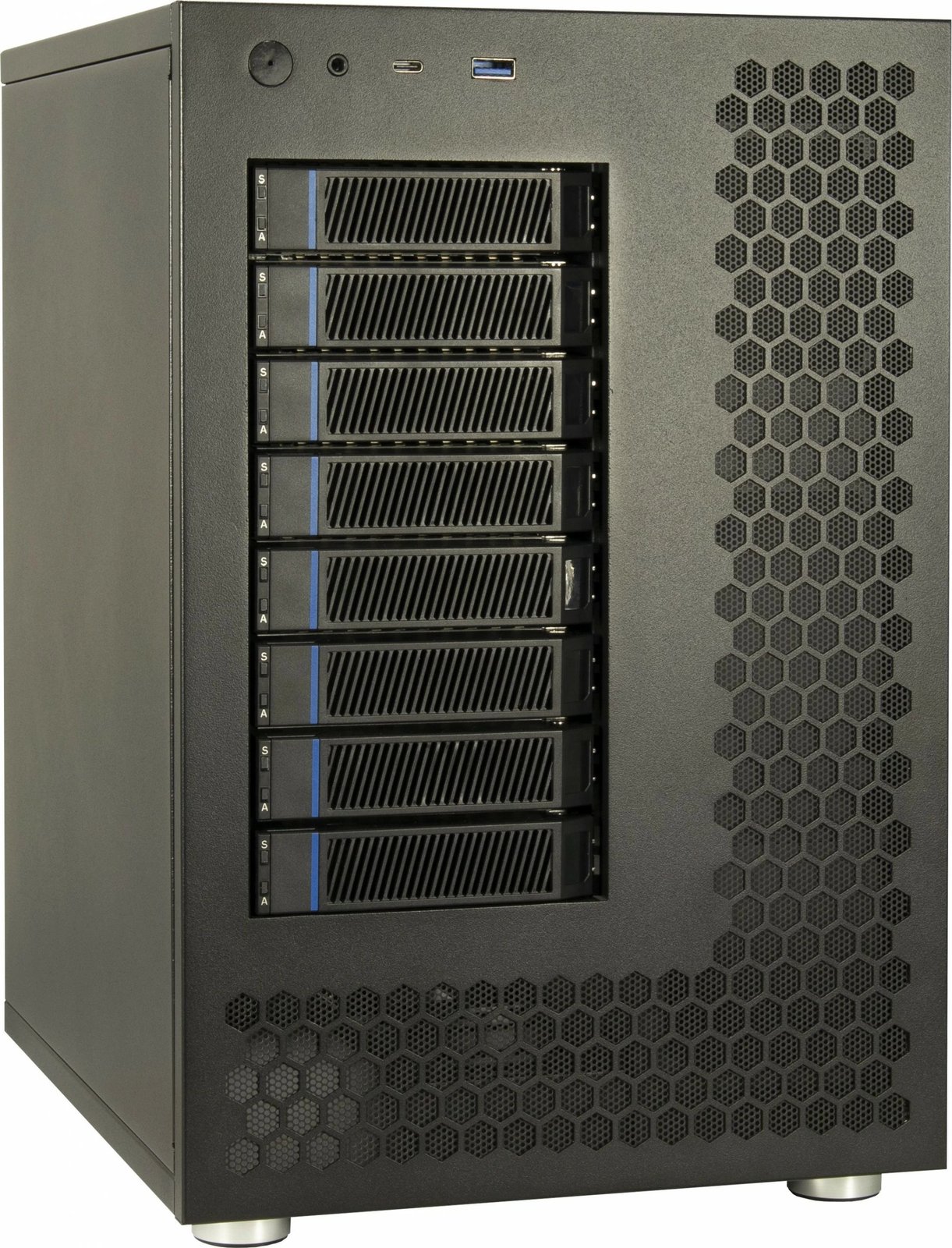 Kasë Inter-Tech NAS-8, 8 vende, PCI Express, Hot-swap, e zezë