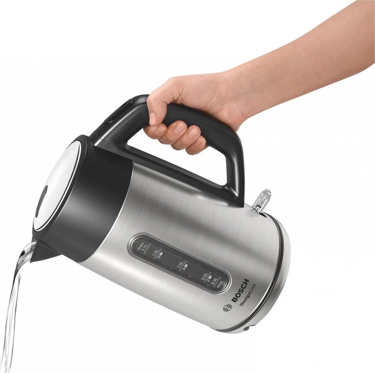 Çajnik Bosch DesignLine TWK4P440, 1.7 litra, 2400W, ngjyrë argjendi