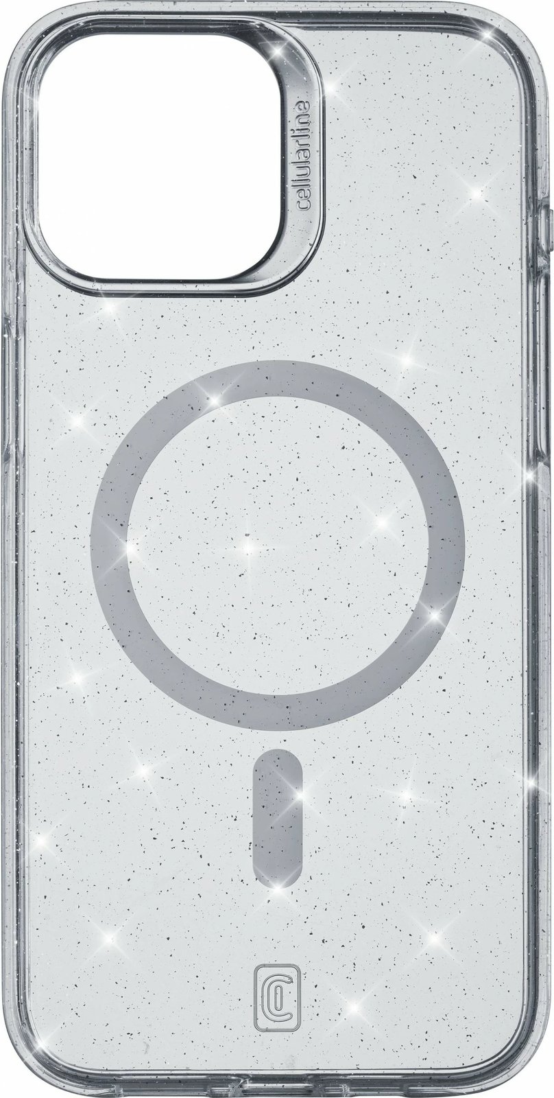 Mbështjellës Cellular Line Sparkle Mag për iPhone 15, MagSafe, transparent