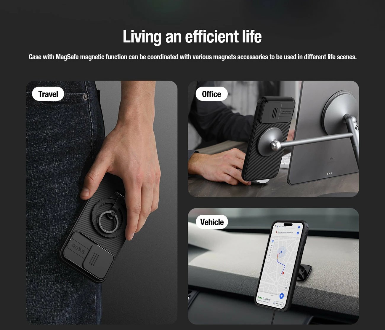 Mbështjellës Nillkin CamShield Pro Magnetic për iPhone 15 Plus, me kapak kamere, Kaltër