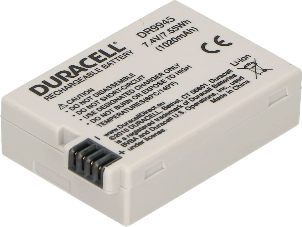 Bateri për kamera Duracell, zëvendëson Canon LP-E8, e bardhë