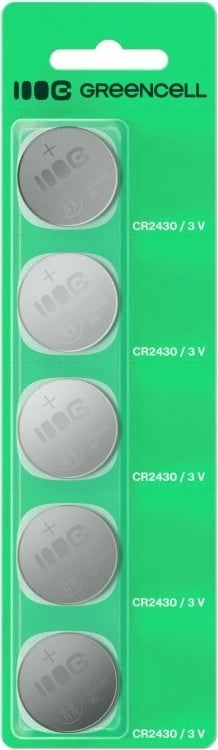 Bateri buton, Green Cell CR2430 X5, 290 mAh 3V, litium, paketë 5 copë
