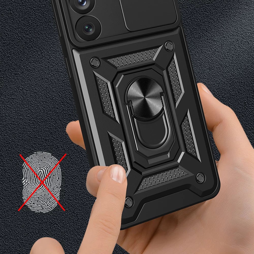 Mbështjellës Hurtel Hybrid Armor Camshield për Samsung Galaxy S23, i zi