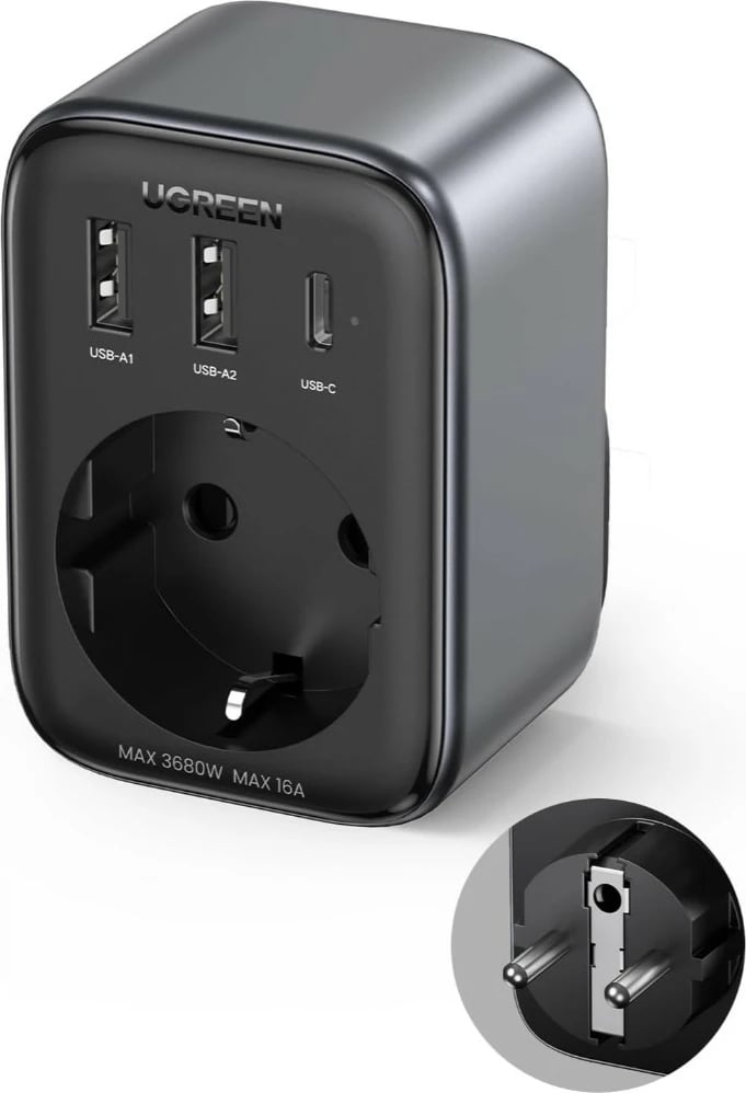 Karikues universal Ugreen 90613, 4 porta, USB-A/USB-C, 2990W, i zi