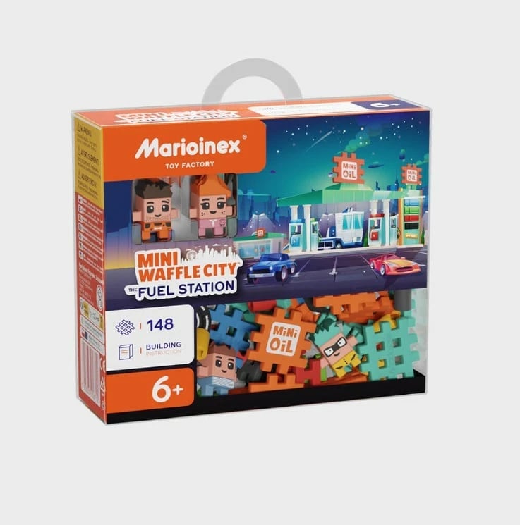 Set lodrash ndërtimi Marioinex Mini Waffle City Gas Station, 148 pjesë, plastikë