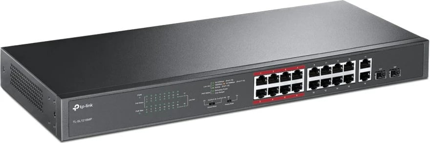 Switch TP-Link TL-SL1218MP, 16-Port 10/100Mbps + 2-Port Gigabit, PoE