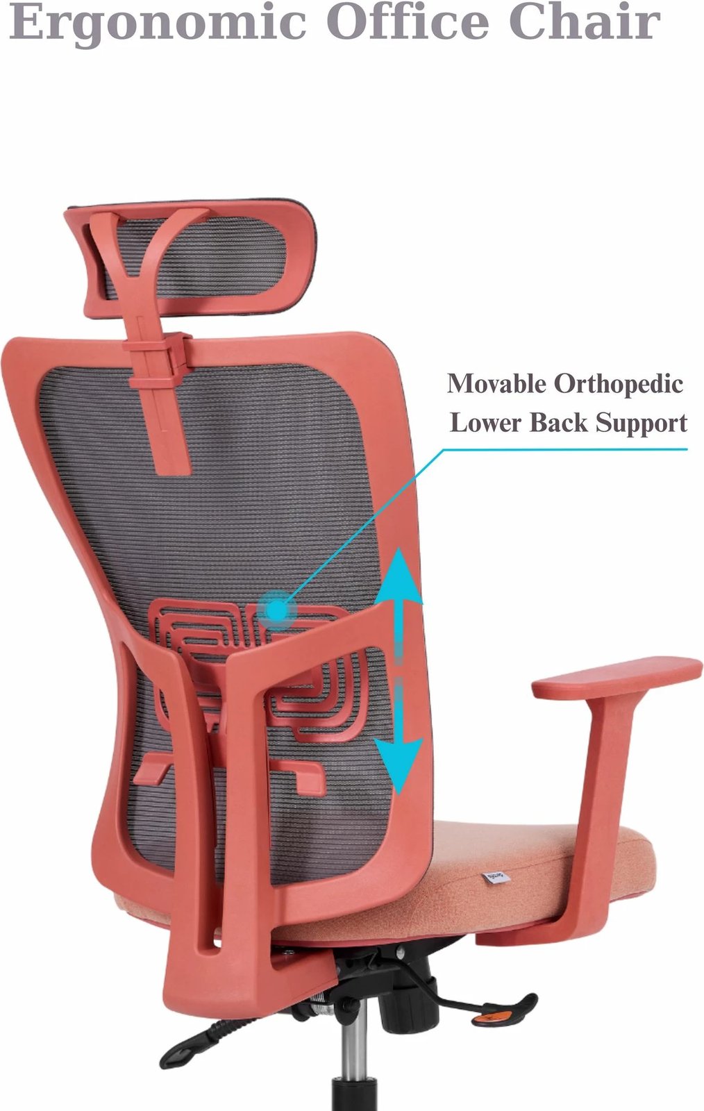 Karrige zyre ergonomike, ngjyrë salmon, Skye Decor, 126 cm